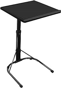 Folding TV Tray Table, Adjustable Tray Table, Foldable TV Dining Table, Portable Couch Table Tray for Bed Dining Office and Laptop with 3 Heights & 3 Angles（Black）