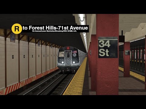 OpenBVE (R160A) R Train from Bay Ridge-95th Street to Forest Hills-71st Avenue (Weekday)
