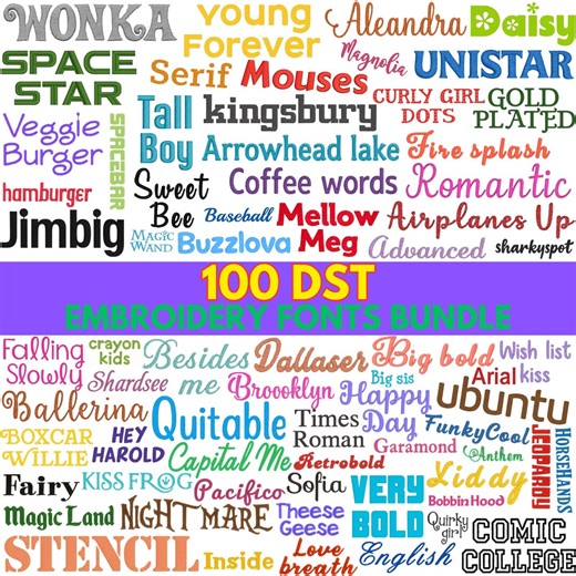 DST Embroidery Fonts Bundle | 100 Embroidery Machine Fonts | Embroidery Alphabet Bundle | Script & Monogram Letters | 100 Fonts in 3 Sizes - Etsy UK