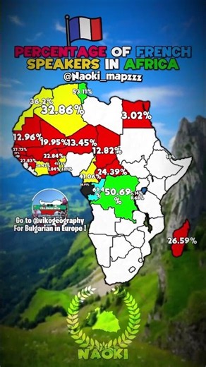Percentage of french speakers in Africa #mapping #map #africa #europe #geography #fyp #popular