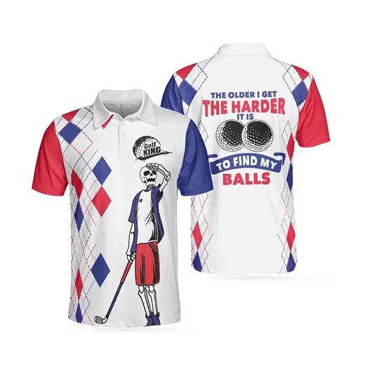 Funny Golf Polo Shirt Skeleton Golfer Shirt, the Older I Get the Harder It is to Find My Balls, Golf Lover Gift, Men Golf Shirt - Etsy