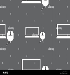 Computer widescreen monitor, mouse sign ico. Seamless pattern on a gray background. Vector illustration Stock Vector Image & Art - Alamy