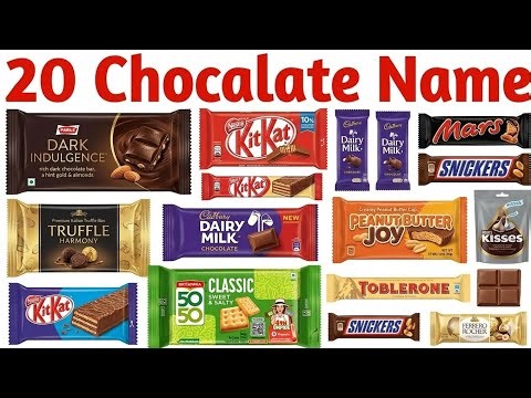 20 Popular Chocalate Names for Kids in English | Learn 20 Fun Types of Chocalate & Candy Brands