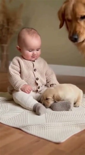 Dog Brings Her Baby to the Human Baby… Cutest Trust Ever 😭🐶👶