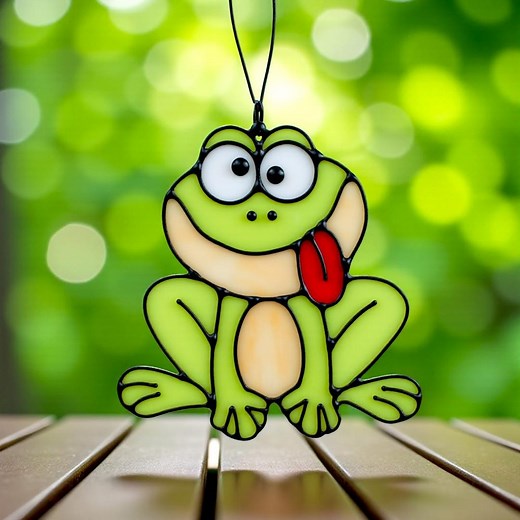 Frog Stained Glass Pattern, Cute Frog Suncatcher, Glass Frog Art DIY, Handmade Gift, Toad Decor, Glass Frog, Frog Png Pdf Svg Jpg - Etsy