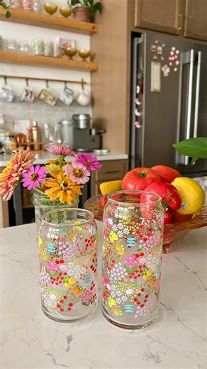 Floral glassware for spring! Groundbreaking. #prettyglassware #icedcoffeeglasscup #smallbusinessowner