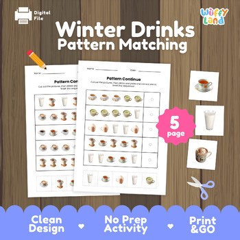Winter Drinks Pattern Matching | Sequencing Cut and Paste Worksheets