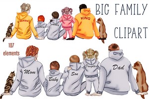 Family Clip Art, Custom Family, a Person Illustration by ElenazlataArt