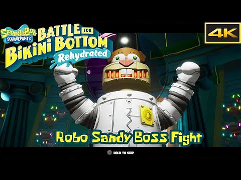 Poseidome - Robo-Sandy Boss Fight - NO COMMENTARY - Battle for Bikini Bottom Rehydrated [4k]