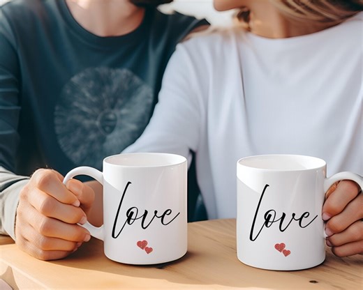 Love Ceramic Coffee Mug Cup, Valentines Day Themed Gift for Couple, Love You Gift for Her, Valentines Couple Mug, Hearts Mug, Romantic Gift - Etsy