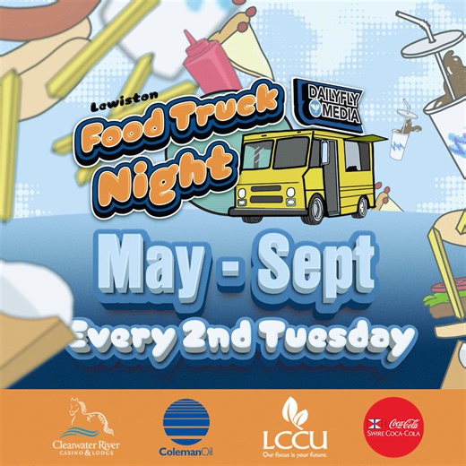 FOOD TRUCK NIGHT IS BACK - NEXT TUESDAY! Join us for the first Lewiston Food Truck Night of the season next Tuesday, May 13th. Admission is free at the Nez Perce County Fairgrounds. Bring your lawn chairs and enjoy live music from Marcos Dominguez! Gates open from 5pm to 9pm. Thank you to sponsors LCCU, Coleman Oil, Clearwater River Casino and Coca Cola. No coolers or outside food or beverages permitted. | Dailyfly News | Facebook