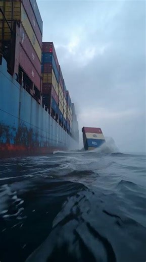 Container Falls Overboard from Cargo Ship #overboard
