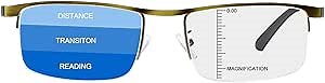 MIRYEA Progressive Multifocus Computer Reading Glasses Blue Light Blocking Multifocal Readers for Men and Women Multi Focus Eyeglasses Eyewear Anti Glare Light Weight TR90 Semi-rimless Frame