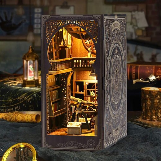 Astronomy Book Nook Kit | Wooden 3D Puzzle Bookshelf Insert With LED Light - Etsy