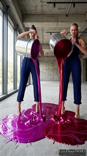 Fuchsia Meets Crimson | Stunning Metallic Epoxy Floor #epoxyfloor #shorts