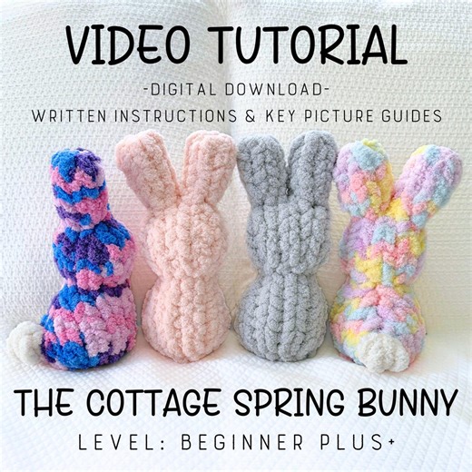 The Cottage Spring Bunny Pattern and Video Tutorial, Peep Bunny, Easter, Chunky Knit Bunny, Hand Knit, Finger Knit - Etsy UK