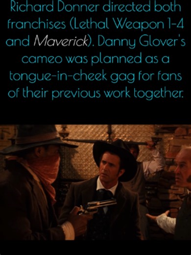 🎥: Maverick (1994) Danny Glover was not listed in the main promotional materials or credits for the film, keeping it as a surprise joke for audiences in theaters. Other members of the Lethal Weapon production family made brief appearances in the same bank sequence—including actor Steve Kahan (who played Captain Ed Murphy in Lethal Weapon) appearing as a bank teller. #behindthescenes #movieclips #facts