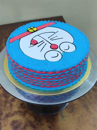 Cute Doraemon Face Cake Design Tutorial