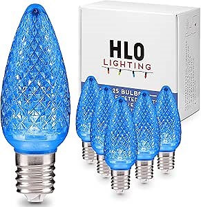 HLO Lighting Set of 25 Blue C9 Faceted LED Christmas Light Bulbs for Indoor & Outdoor Use | Durable Replacement Bulbs