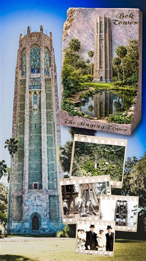 Ever wonder about the story behind the enchanting Bok Tower Gardens? 🌳✨Created by publisher Edward W. Bok in the 1920s, this tranquil sanctuary on Iron Mountain in Florida was designed by Frederick Law Olmsted, Jr., and dedicated by President Calvin Coolidge in 1929 as a "gift” to the American people. At its heart stands the magnificent 205-foot Singing Tower! This neo-Gothic and Art Deco masterpiece isn't just beautiful, it's a testament to timeless craftsmanship, constructed from exquisite co