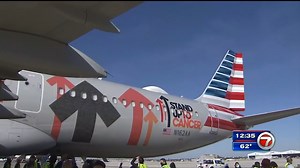 American Airlines, Stand Up To Cancer debut plane with names those affected by cancer - WSVN 7News | Miami News, Weather, Sports | Fort Lauderdale