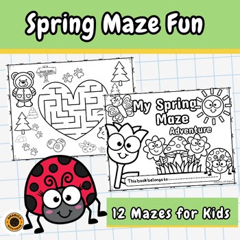 Spring Maze Activity Book for Kids | Mazes Ages 4-8 | Spring Coloring pages