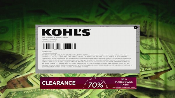 Kohl’s clearance offers up to 70% off items and an additional 20% off