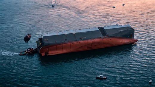 Watch an $80 million car carrier sink with 4,200 cars onboard