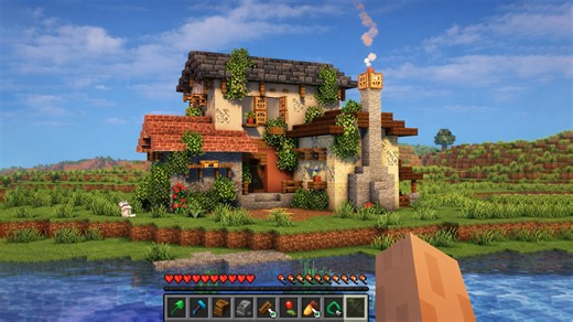 Players build this large Italian house for survival