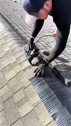 Installing a Ridge Cap Roof Using an Automatic Nail Gun