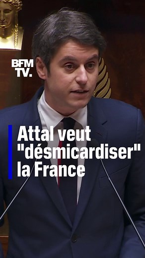 Gabriel Attal a annoncé une réforme sur les bas salaires pour "désmicardiser" la France lors de sa déclaration de politique générale devant l'Assemblée nationale #Attal #France #BFMTV #BFM | BFMTV