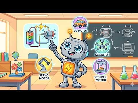 Motors for Kids: DC, AC, Servo & Stepper Explained with Sparky the Robot!