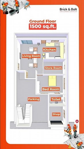 Smart 1500 sq ft Home Design with 1 BHK, 2 BHK & Rental Shop | Practical Modern Home Layout 🏡
