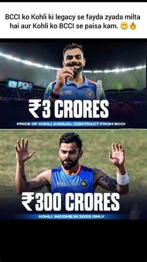 Virat Kohli's income from BCCI contract - 3 crores, Virat Kohli brand endorsement - 300 crores
