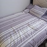 Bedsure Full Comforter Set 7 Pieces, Blue Striped Bedding Set for All Seasons, Reversible, Cationic Dyeing Bed in a Bag with Comforter, Sheets, Pillowcases & Shams
