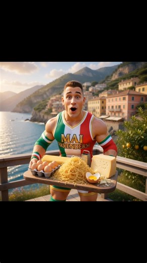 Spaghetti Carbonara 🍝🔥 | AI 3D Animation #shorts