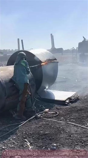 Welder Uses Flame to Cut Massive Pipe, Instant Explosion!