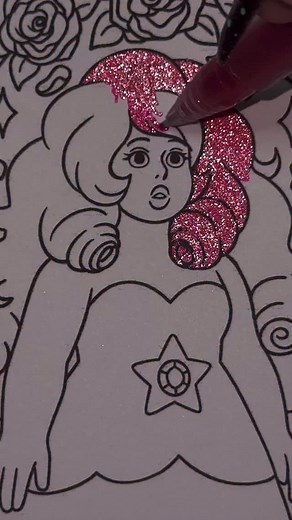 Rose Quartz 🥀🩷✨ Steven Universe lineart that I made & printed today to color with glitter pens 🫶🏻 I spent over an hour drawing elaborate curls, only to just give up and leave only 4 that I drew with my last ounce of motivation lololll #stevenuniverse #2010s #rosequartz #rosequartzstevenuniverse #satisfying #art #aesthetic #aestheticart #glitterpens #oddlysatisfying #girly #pink #hobbies | Alba Leon Coloring Books