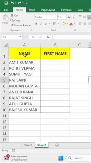 Flash Fill in Excel ll Excel shortcut Keys #reels #post #facebook #computer #exceltips | Computer Tech