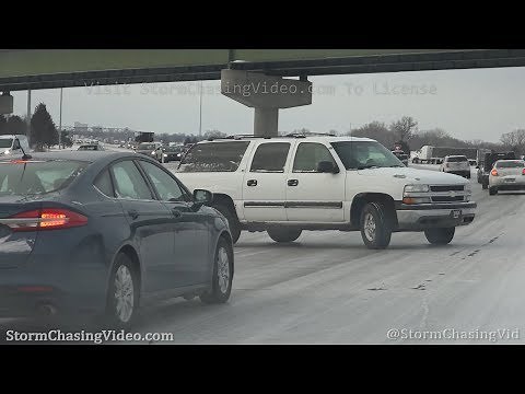 Spin Outs And Crashes On Icy Roads In Wichita, KS - 2/20/2020