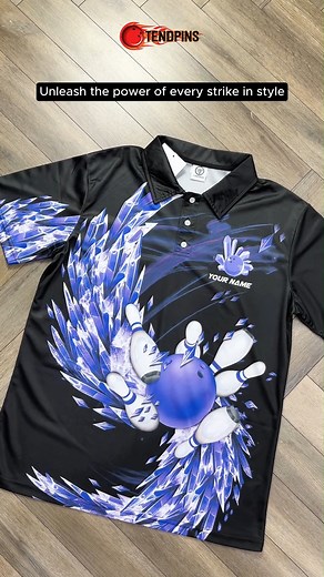 This electric blue bowling shirt brings energy, confidence, and flair to every frame. Ready to light up the lanes? ⚡🎳 #custombowlingshirts #bowlingshirts #custombowlingpolo #tendpins | Tendpins