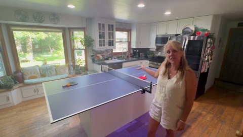 8X4 FT Ping Pong Table Top, Foldable Table Tennis Table for Billiard and Pool Tables, Indoor Table Tennis Conversion Top with Net & Premium Foam Padding - Perfect for Family Game Rooms