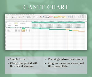 Simple Gantt Chart Excel Template: Project Management Tool (digital Download) - Etsy