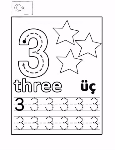 Turkish Numbers 1-10 Coloring Pages: Bilingual Learning (PDF Pattern) - Etsy