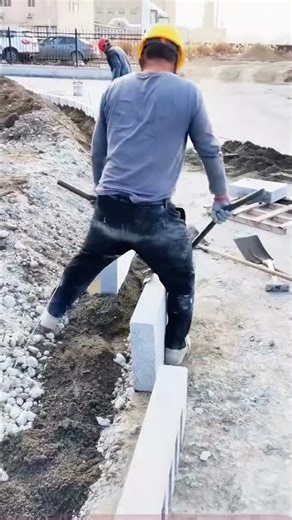 Construction Site Stone Block Laying Techniques!