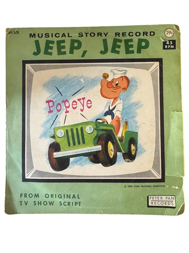 Vintage Popeye Jeep Jeep 45 RPM | 1962 Peter Pan Musical Story Record - Etsy