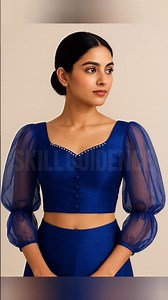 Organza & Net Sleeve Stylish Short Blouse | #OrganzaBlouse #NetSleeves #shorts #trending