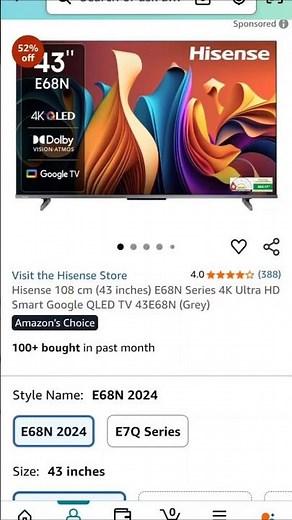 Hisense 43" 4K QLED Google TV – Smart, Sleek & Stunning Visuals