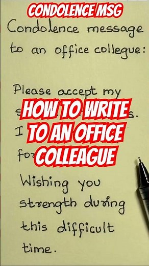 How to write Condolence message to office colleague #shorts