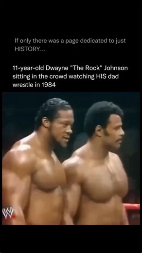 History Overview-: History, Past, & News on Instagram: "In 1984, an 11-year-old Dwayne “The Rock” Johnson sat in the crowd watching his father, Rocky Johnson, wrestle under the bright arena lights. For him, it wasn’t just a show—it was a world he had grown up around, filled with noise, sweat, and the energy of fans cheering his dad’s every move. Sitting among the crowd, he saw the excitement from the outside for the first time, watching the man he admired step into the ring as a larger-than-life